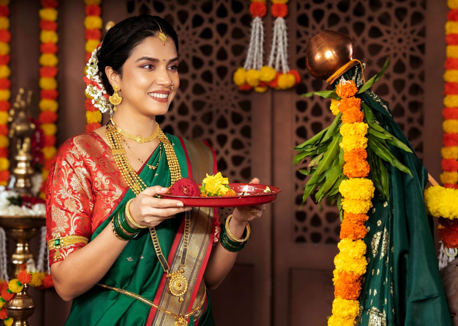 Maharashtrian jewellery close portrait